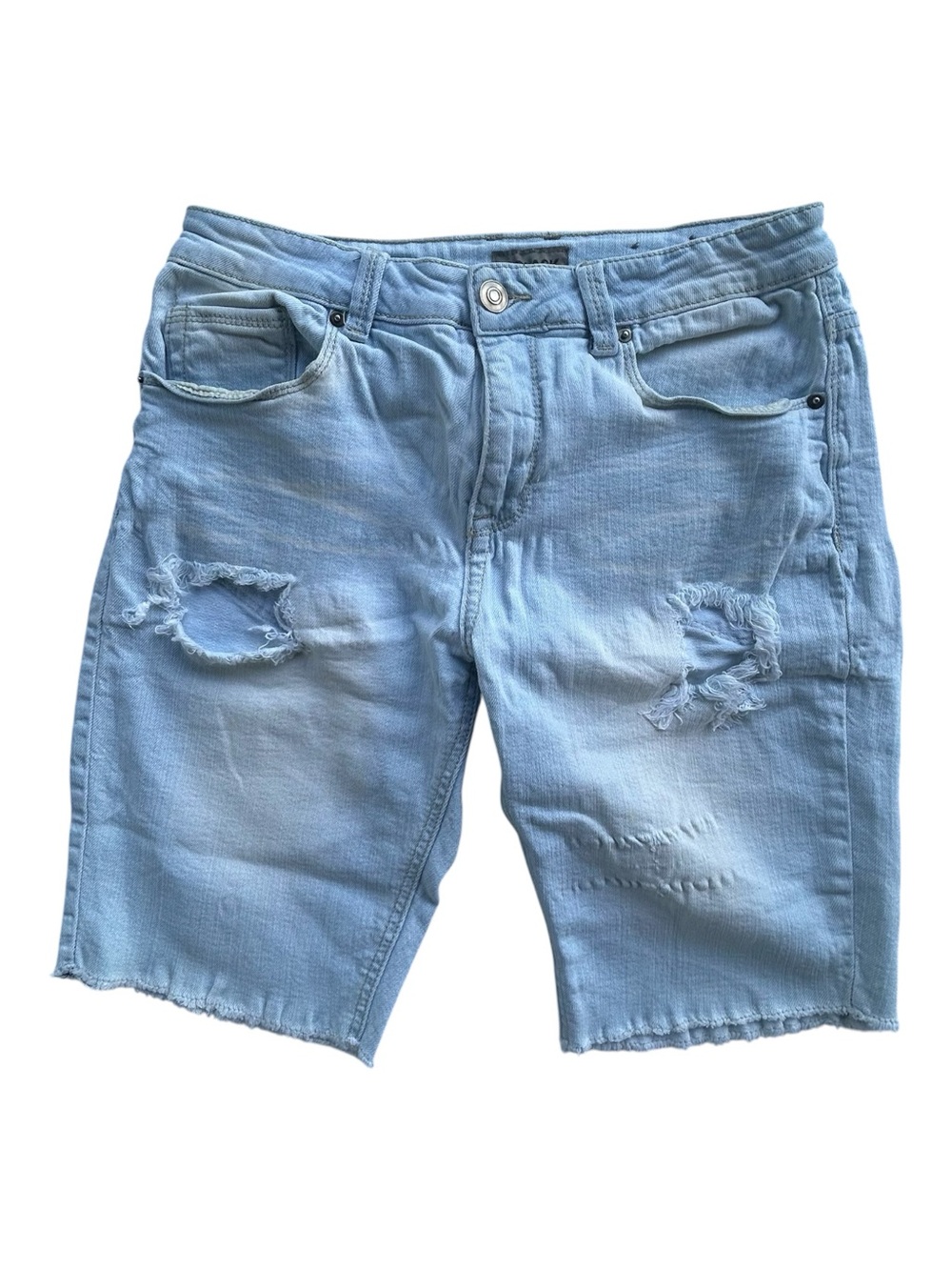 Black Brand Light Blue Distressed Jean Shorts